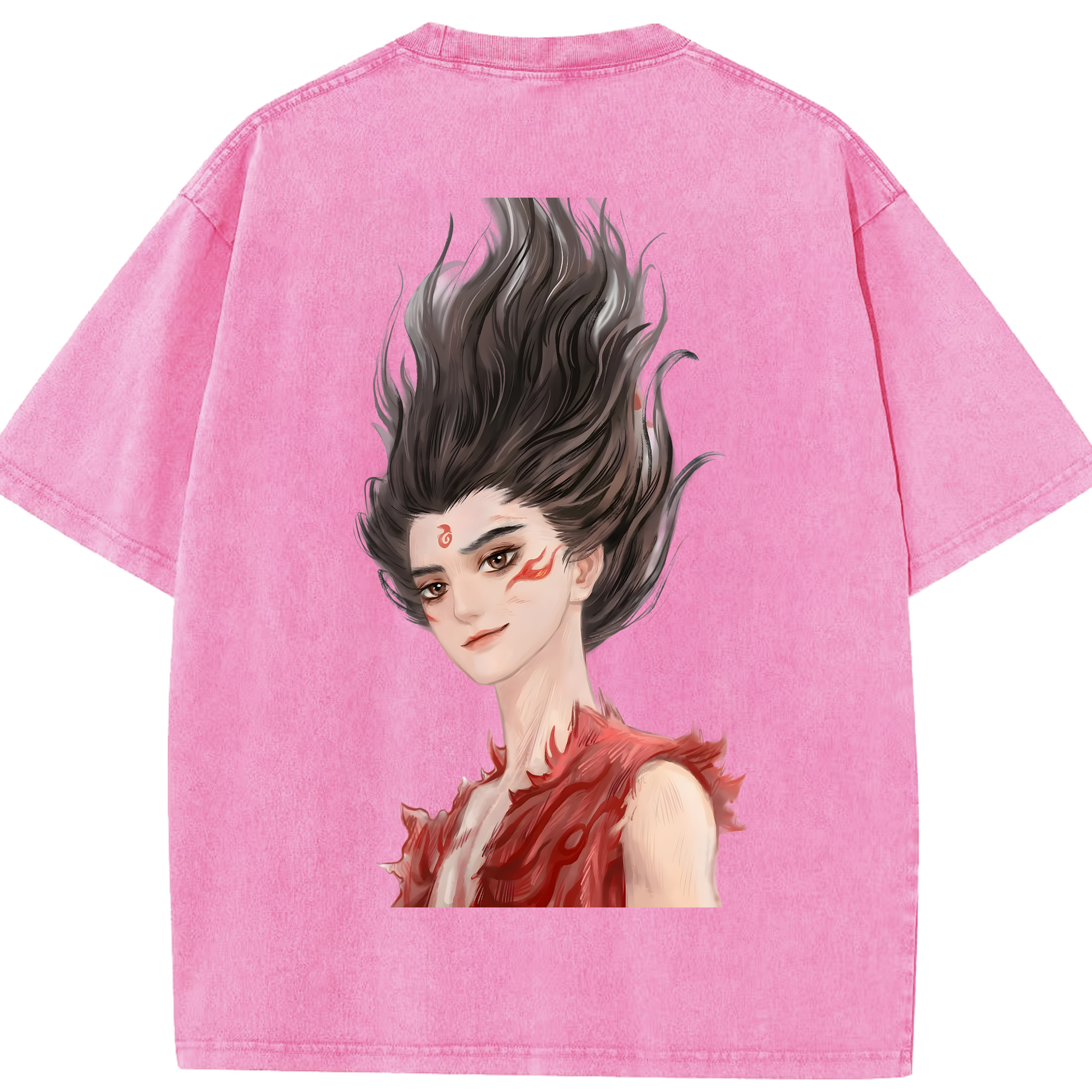 （画像用） Ne Zha 2 ナタ 魔童の大暴れ 綿100% ヴィンテージ風 半袖Tシャツ（背面プリント）